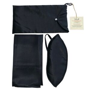 Black Silk Pillowcase & Silk Eyeshades in a Silk Envelope Bag